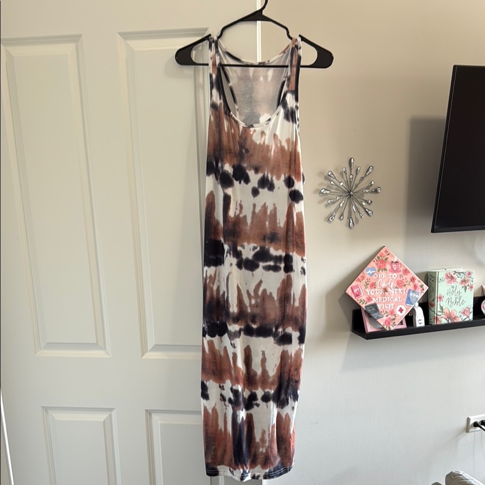 SHEIN Tie-Dye Maxi Dress in Black and Brown